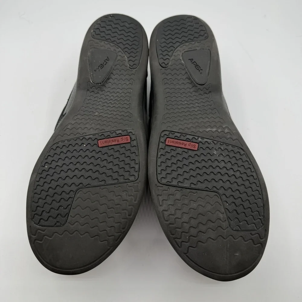 Apex Boat Shoes Mens Size 10 Medium Black Leather‎ Strap Comfort Loafers A2000M